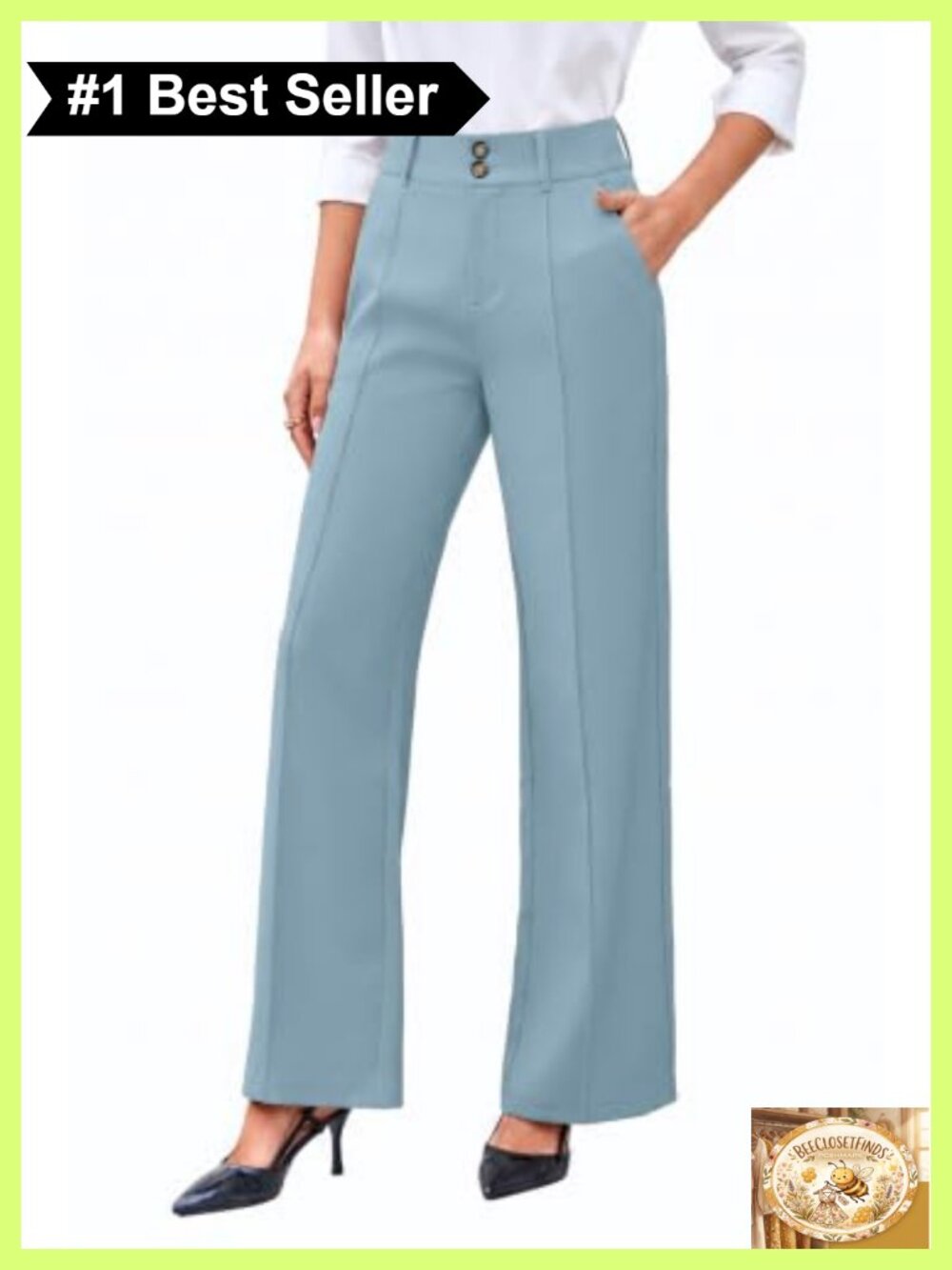 High Rise Straight Leg Trousers Stretchy Work Dress Pants